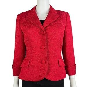 Maggy‎ London Red Paisley Silk Blazer Suit Jacket Womens Size 10